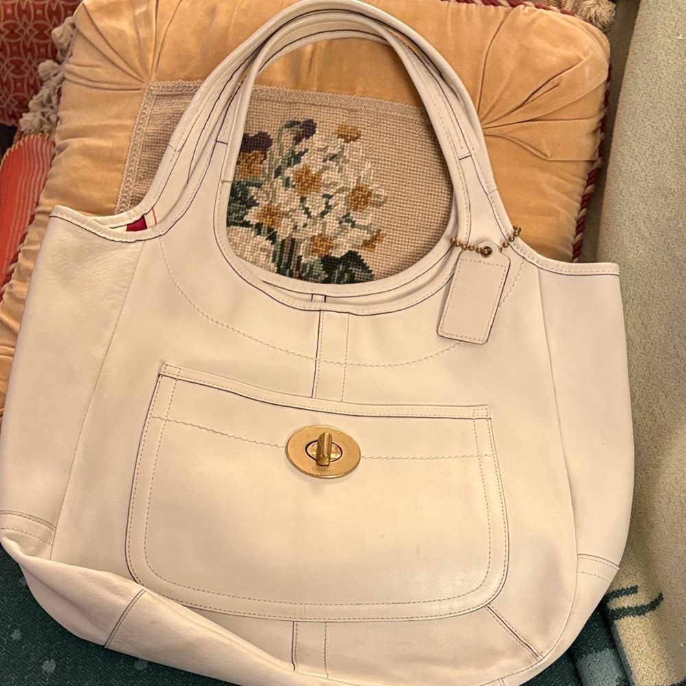 Coach Legacy Ergo XL Cream Leather Tote
